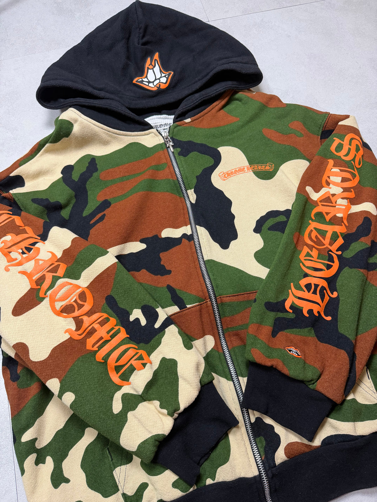 ChromeHearts MattyBoy PPO Caution Zip-up Hoodie マッティーボーイ ジップアップフーディー 迷彩柄 XL